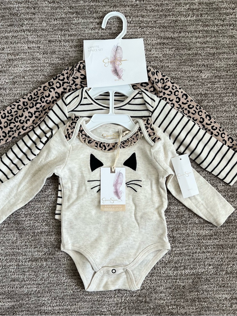 NWT Jessica Simpson Girls Bodysuit 3 Pack Size 3/6 Months